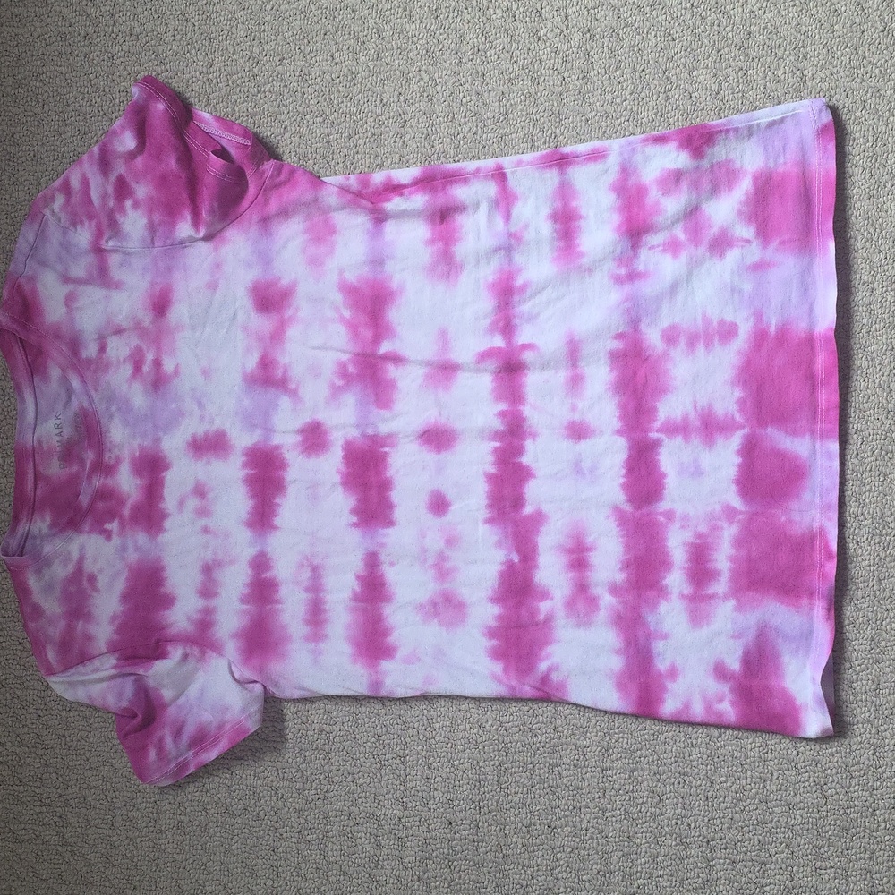 Primark Pink Tie-Dye Crew Neck Stretch Tee - Size M (8/10)